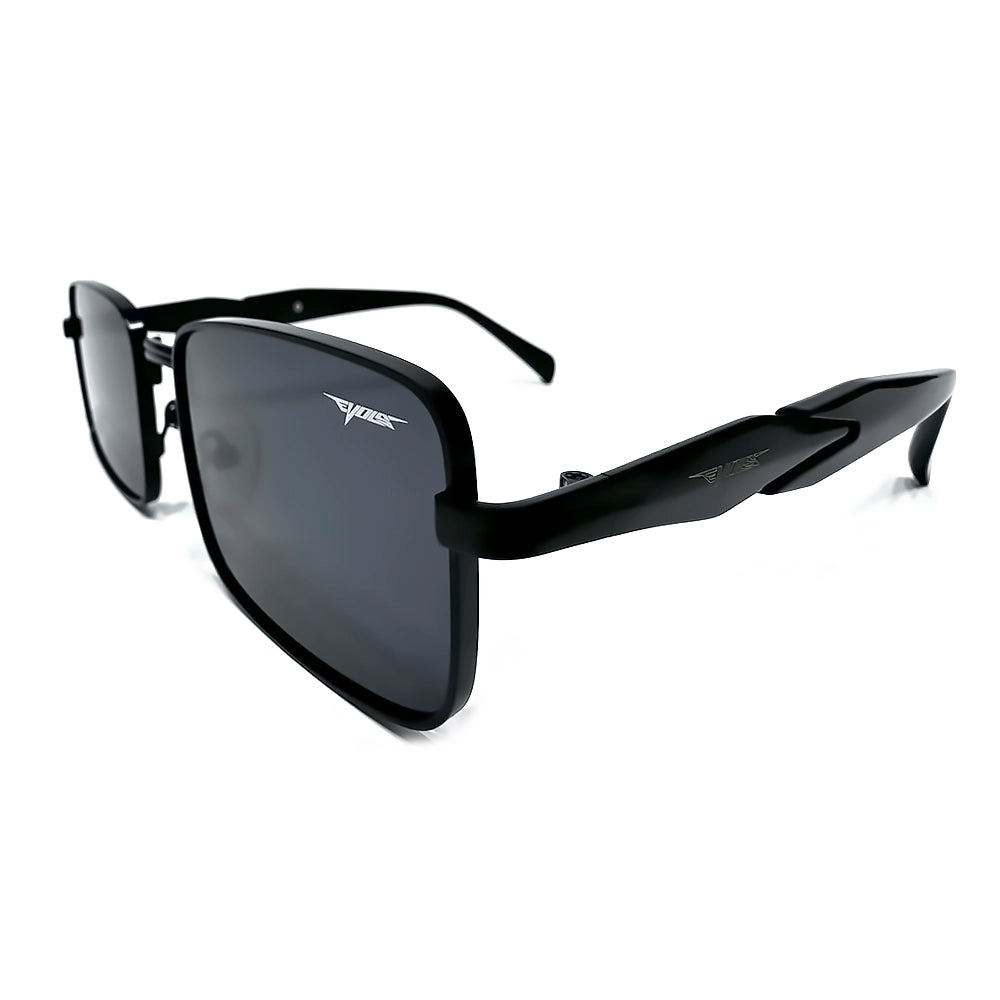 Óculos de sol Metal-7003 Black/Black Evols com armação quadrada em metal inoxidável preto fosco