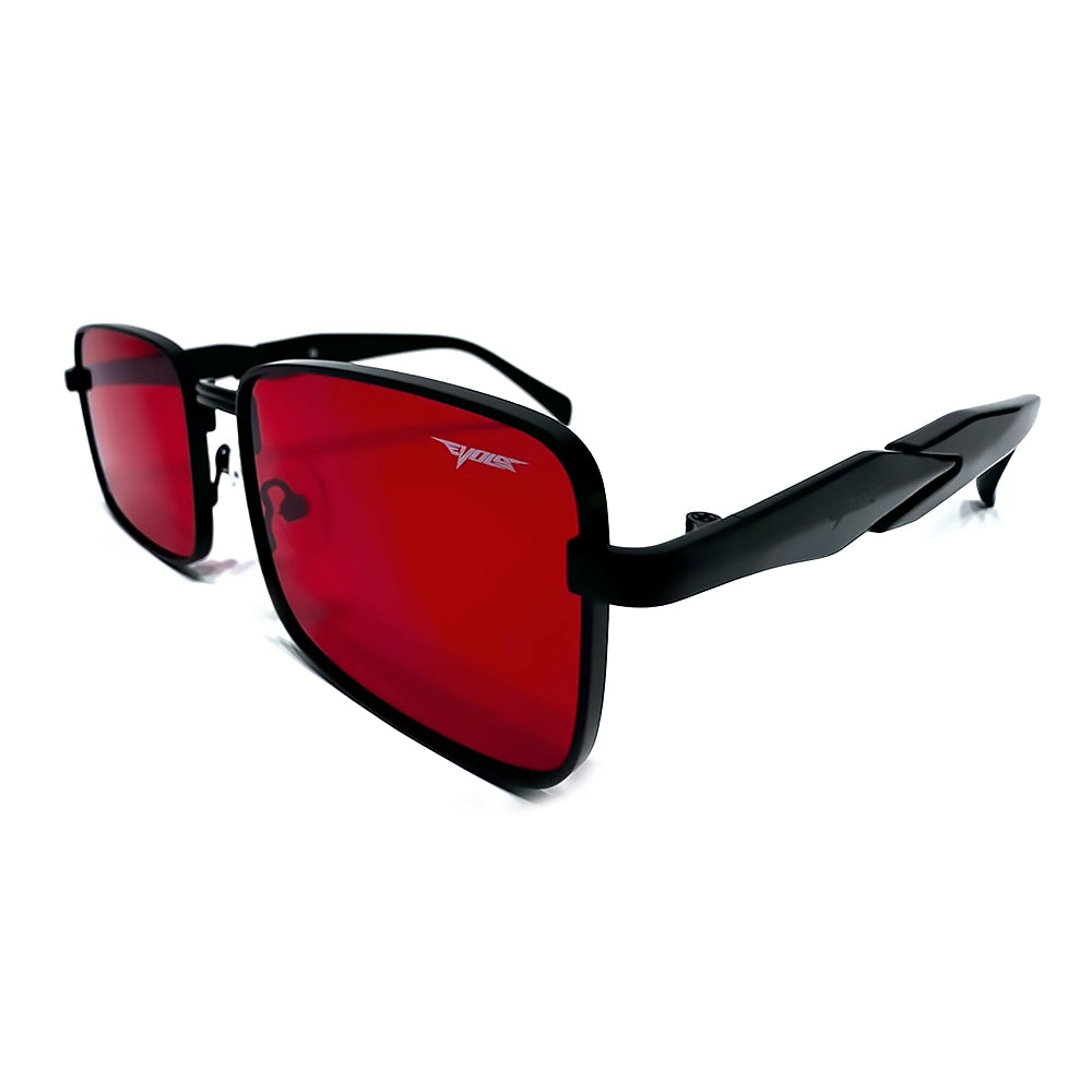 Óculos de sol Metal-7003 Black/Red Chilli Evols com armação em metal inoxidável preto e lentes vermelhas