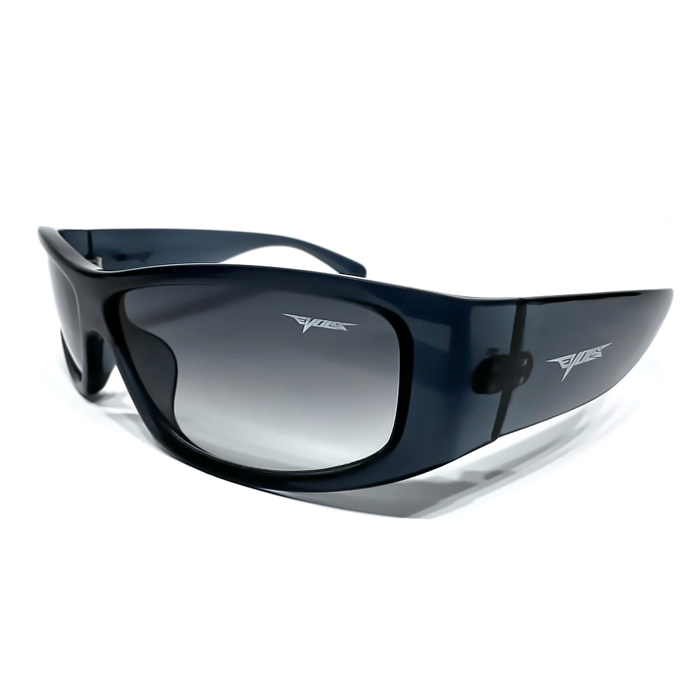 Óculos de sol Y2K 44 Cold Grey/Gradient Grey Evols com armação envolvente cinza e lentes degradê